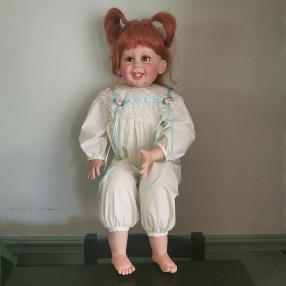 Vintage Fayzan Spanos Vinyl Baby Doll, 28 in,‎ 1992, Signed